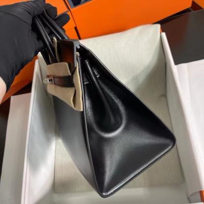 wholesale quality hermes birkin 25 sellier black swift silver hardware